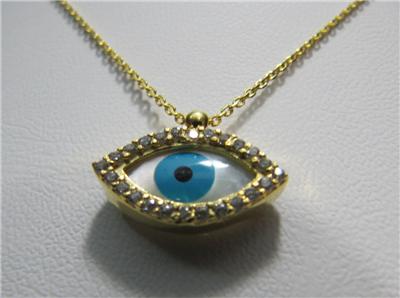Evil  Necklace White Gold on Gold Silver Evil Eye Pendant Necklace Mother Of Pearl   Ebay