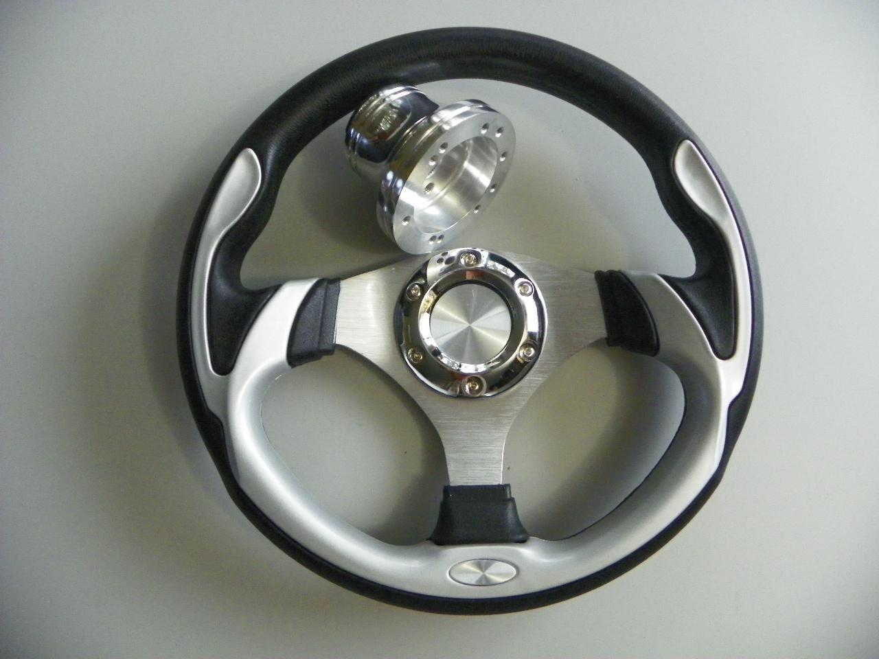 YAMAHA GOLF CART & RHINO CUSTOM SILVER STEERING WHEEL & POLISHED ADAPTER 700Y eBay