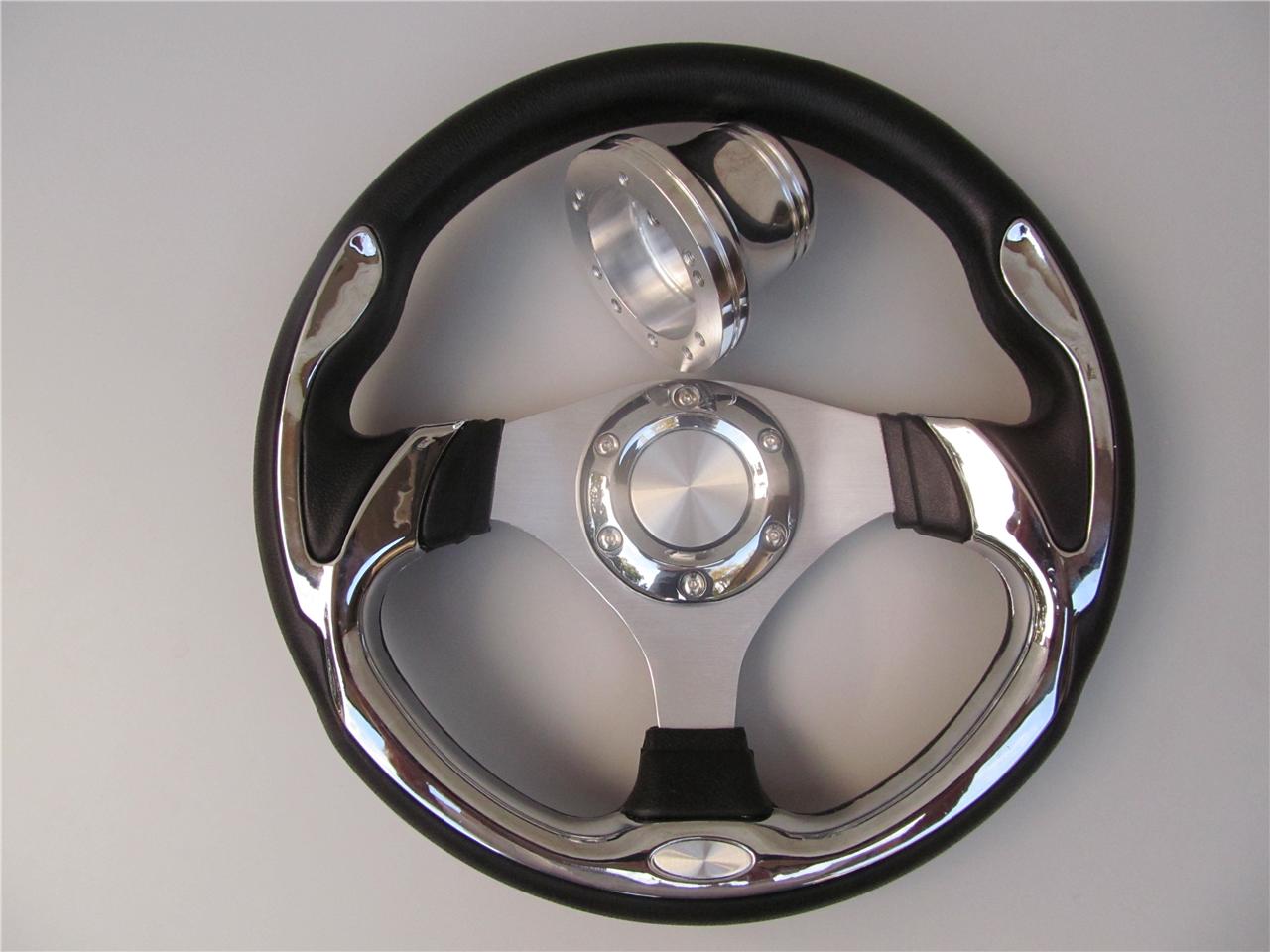 YAMAHA GOLF CART & RHINO CUSTOM CHROME STEERING WHEEL & POLISHED