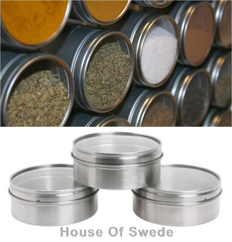 IKEA 3 Stainless Steel Containers Tins Spice Jars Silver