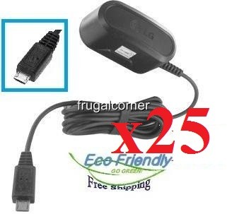 b lot of 25 new original oem lg premium 5 feet long cord home wall charger
