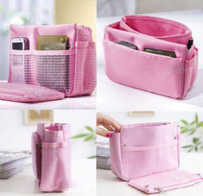 NEW Elegant Pink Bag in Bag Organizer Multi Purposes