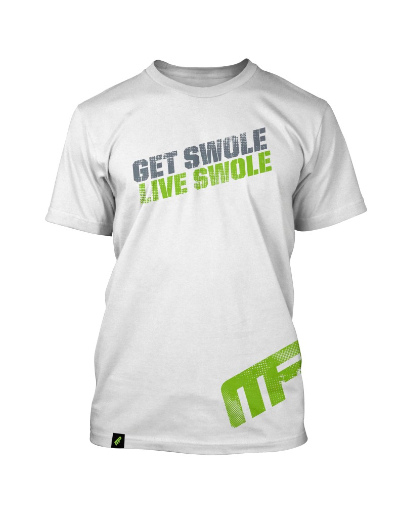 MUSCLEPHARM-GET-SWOLE-LIVE-SWOLE-PERFORMANCE-SHIRT-WHITE-SIZES-S-M-L-XL-2XL