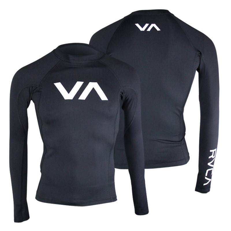 RVCA VA Sport Rashguard Compression Top (Black/White) mma bjj