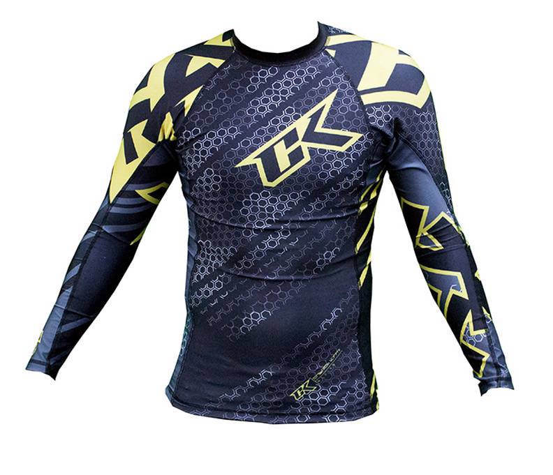 Contract Killer Long Sleeve Droid Rashguard Black Yellow MMA bjj Rash