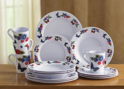 New 16 PC Butterfly Melamine Dinnerware Set Plates Cups ...