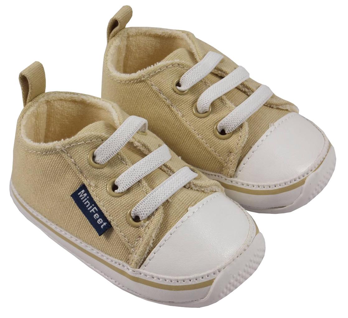 ... BABY BOY SHOES 0-6, 6-12, 12-18, 18-24 MONTHS BEIGE ELASTICATED LACE