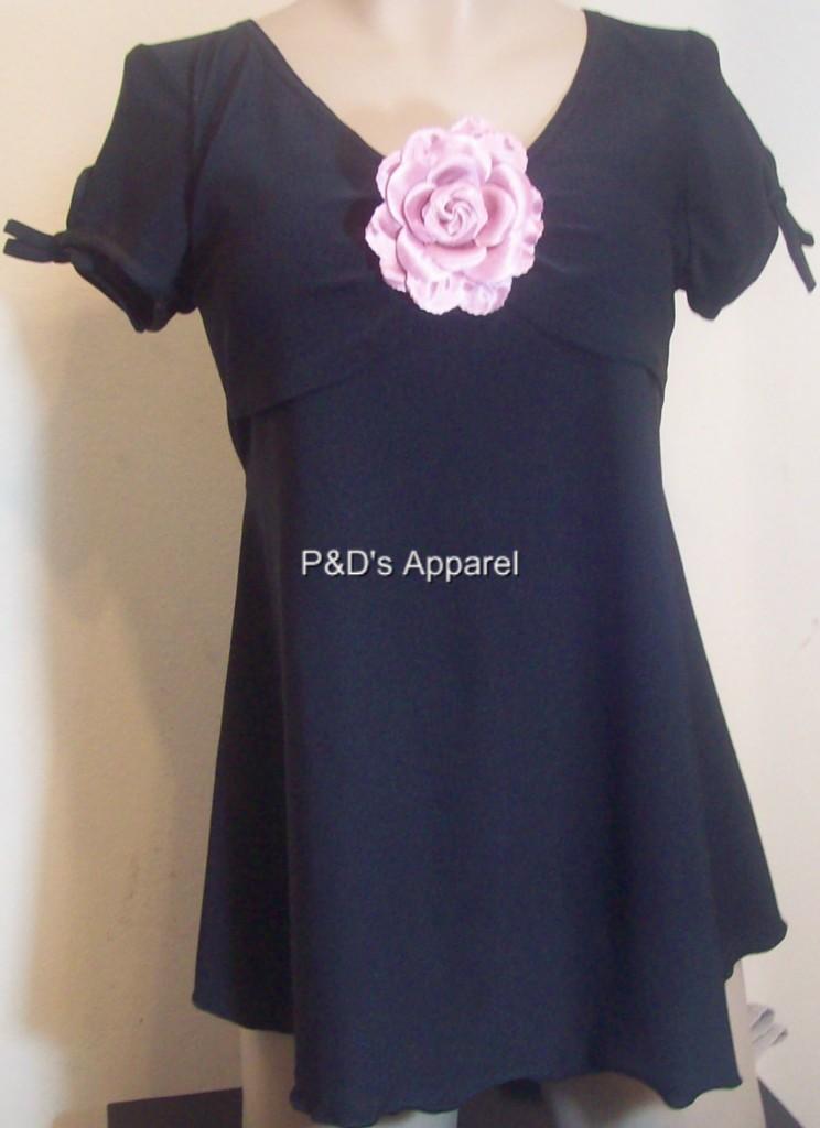 New Coqueta Maternity Womens Clothes Black Shirt Top Flower Blouse S M L XL - Afbeelding 1 van 1