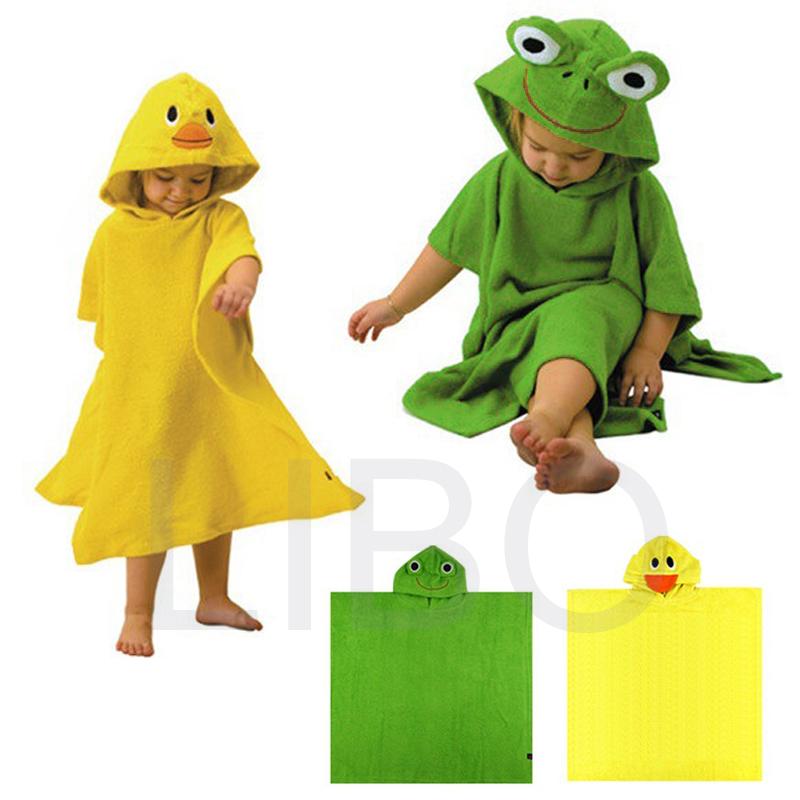 Baby cartoon Animal Dressing Gown Splash Wrap kids Bath Hooded Towel
