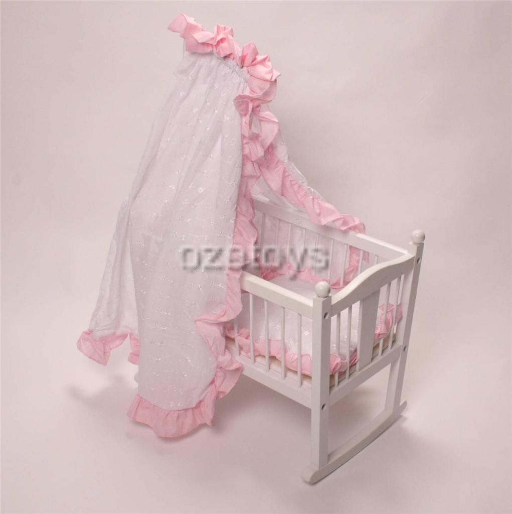 ... about New Samantha Classic Wooden Dolls Rocking Bed Cradle with Canopy