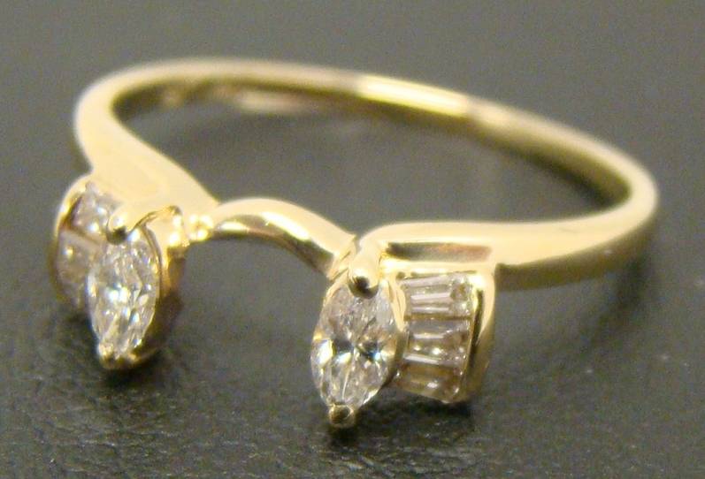 14K YELLOW GOLD RING DIAMOND WRAP RING ENHANCER .25 CTTW MARQUISE SIZE