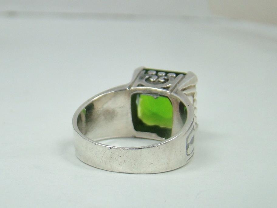 925 STERLING SILVER PRINCESS CUT GREEN CZ CUBIC ZIRCONIA RING FILIGREE SIZE 6 eBay