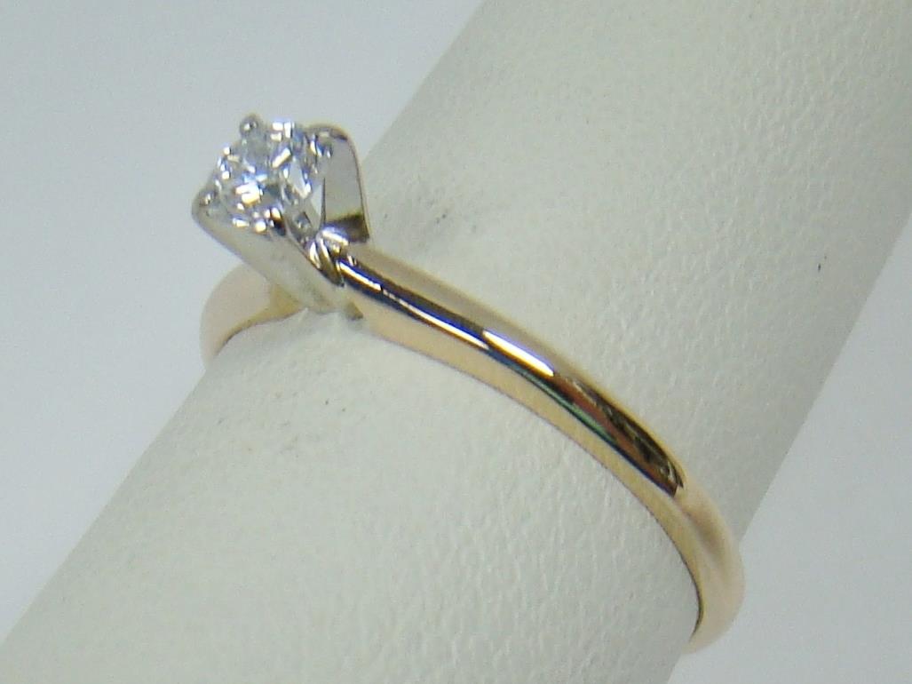 14K YELLOW GOLD SOLITAIRE ENGAGEMENT RING .23 CT ROUND DIAMOND 1/4 CT