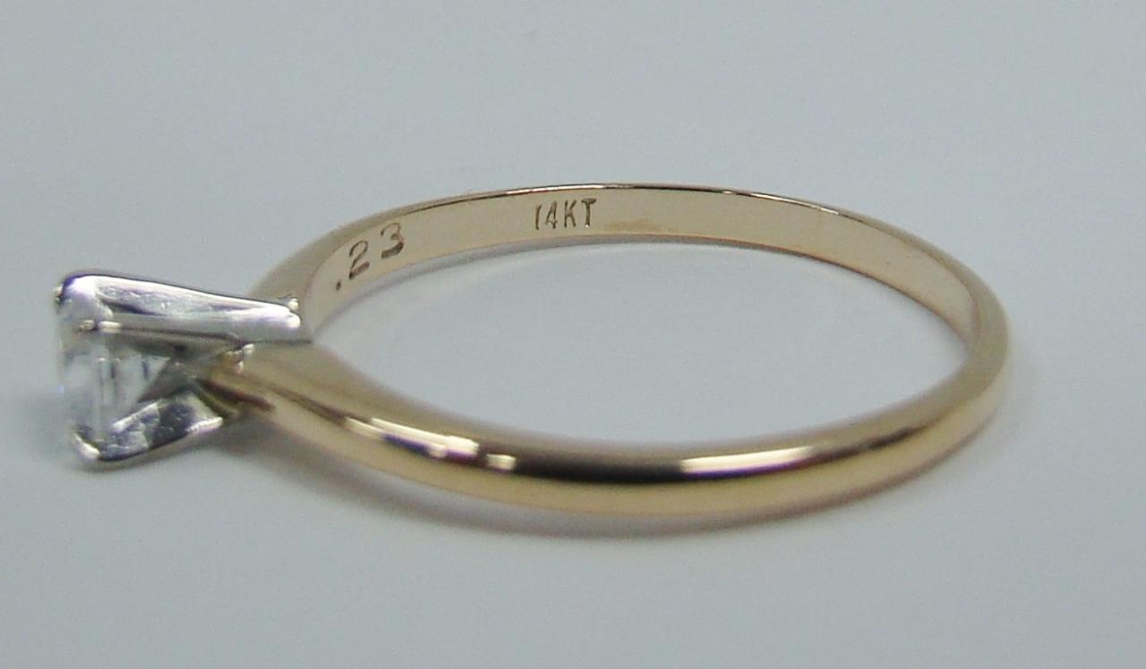 14K YELLOW GOLD SOLITAIRE ENGAGEMENT RING .23 CT ROUND DIAMOND 1/4 CT