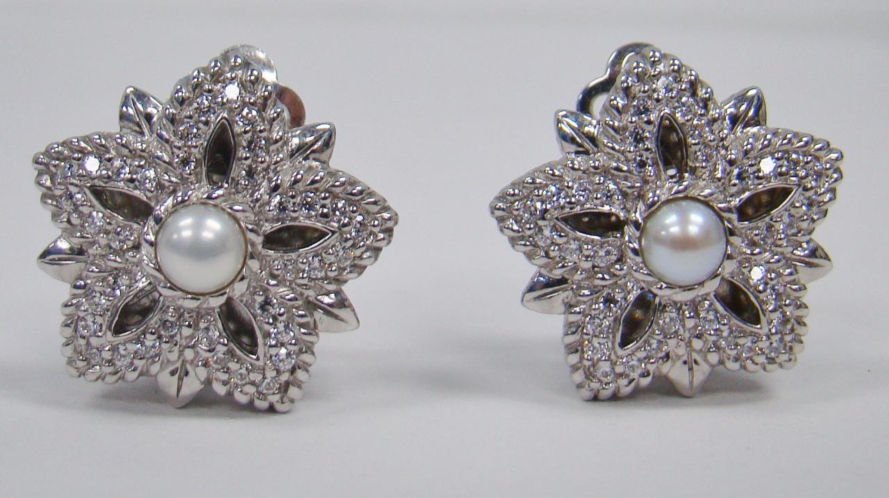 JUDITH RIPKA 925 STERLING SILVER .73" EARRINGS CULTURED PEARL