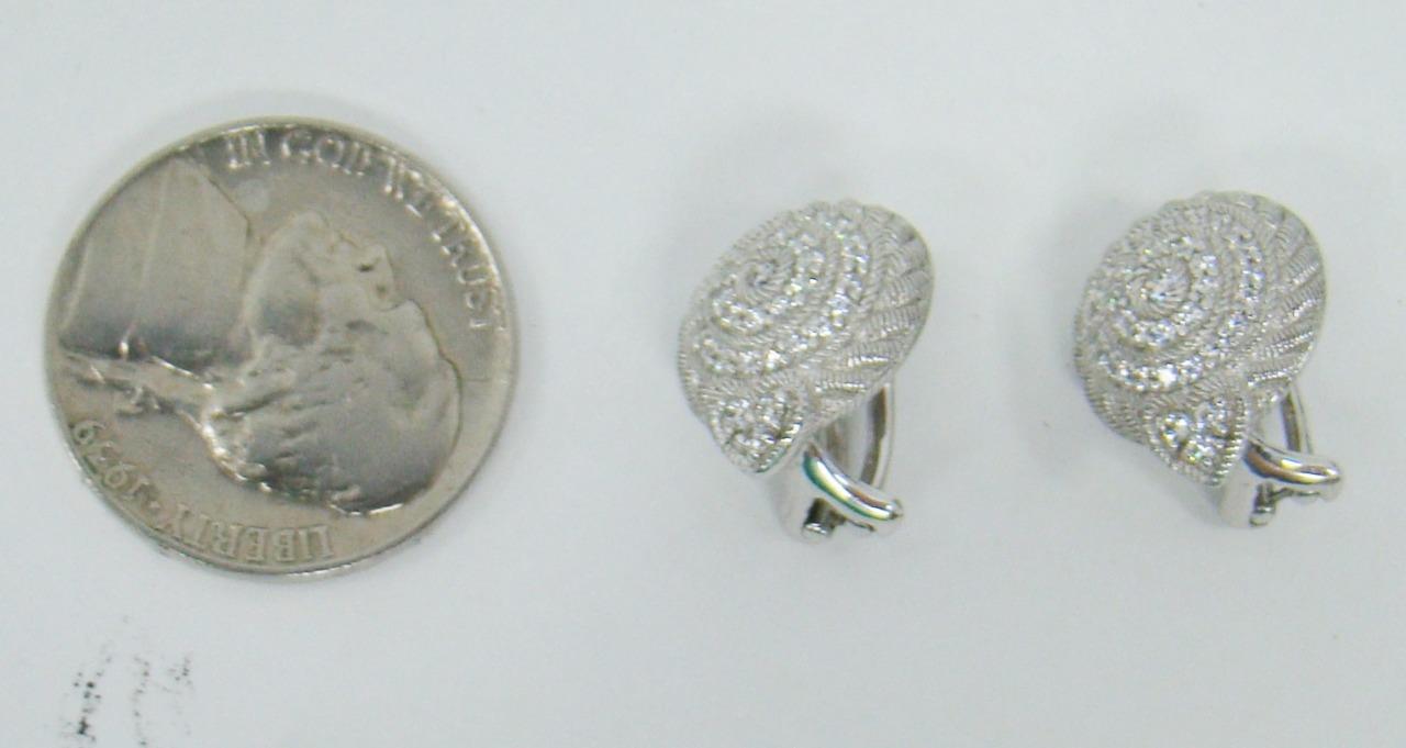 JUDITH RIPKA 925 STERLING SILVER CLIP ON ROUND .50" EARRINGS DIAMONIQUE