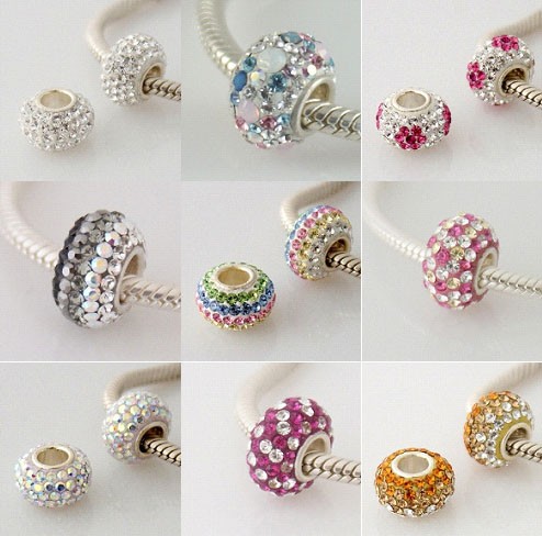  genuine 925 silver bead with swarovski elements crystals for charm bracelet 
