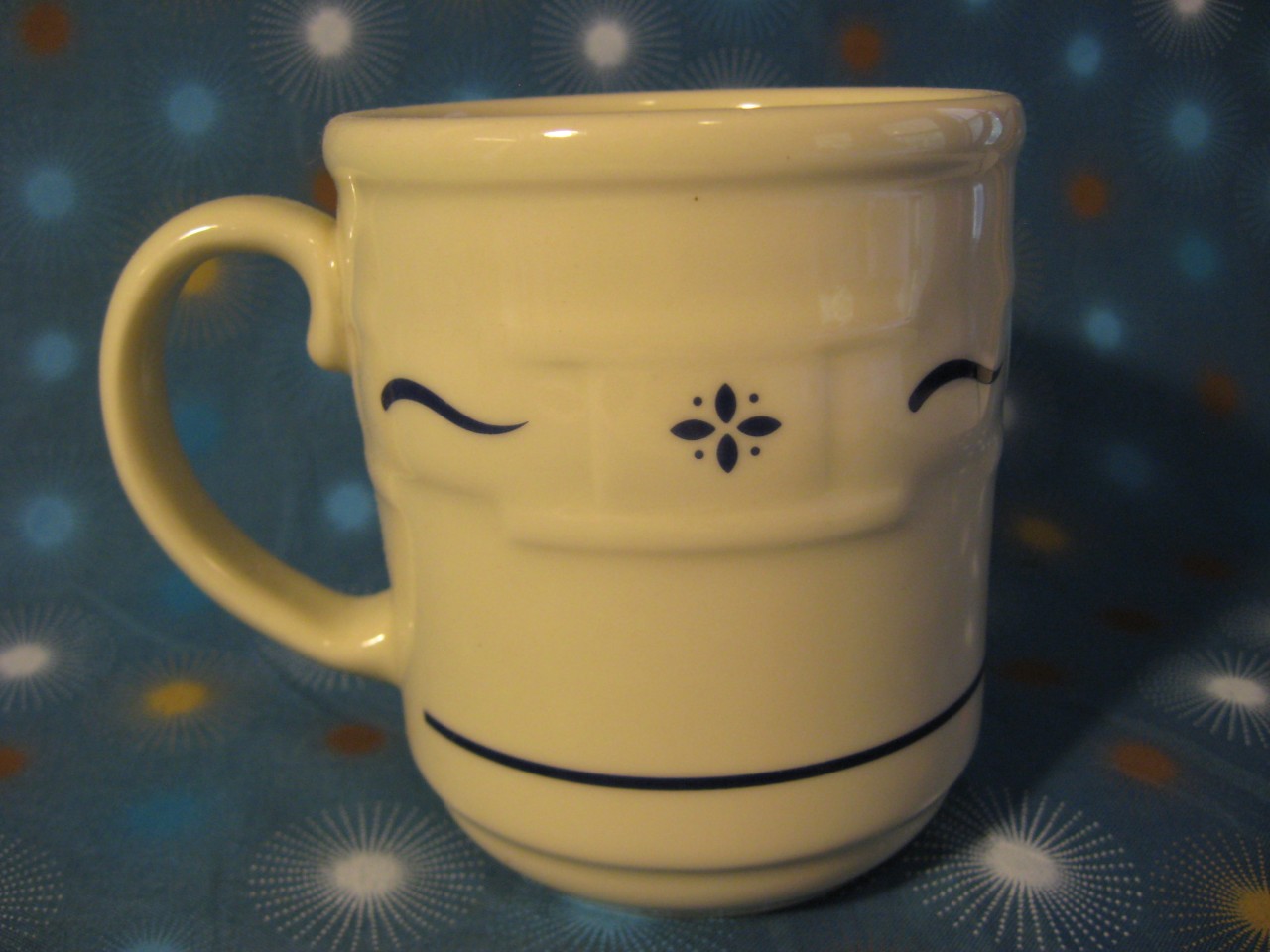 Longaberger Pottery Coffee Mug Woven Traditions Blue eBay