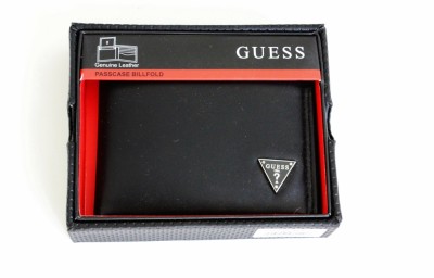 NEW GUESS WILSON BLACK LEATHER PASSCASE BILLFOLD ID CREDIT CARD CASE MENS WALLET | eBay