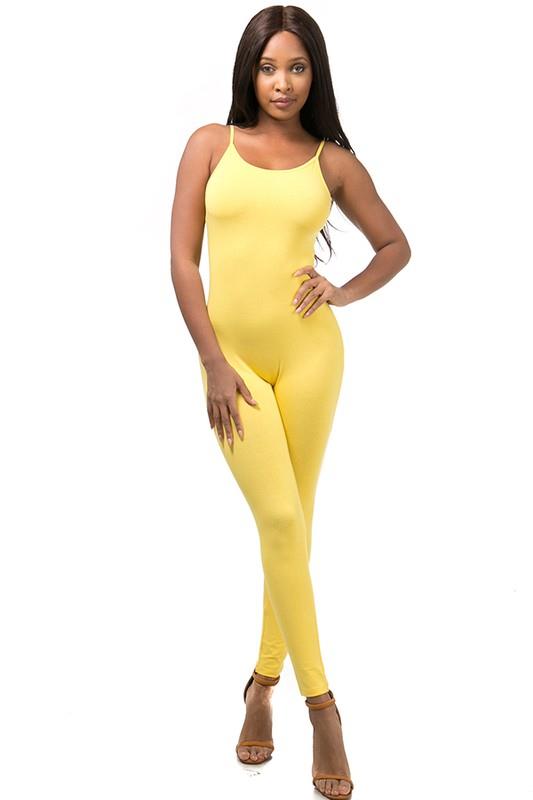 Women Casual Bodycon Scoop Back Sleeveless Full Length Bodysuit