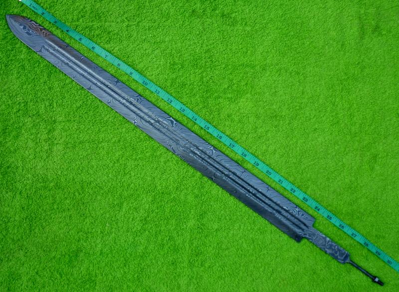 CUSTOM DAMASCUS STEEL HUNTING KNIFE VIKING SWORD BLANK BLADE DOUBLE