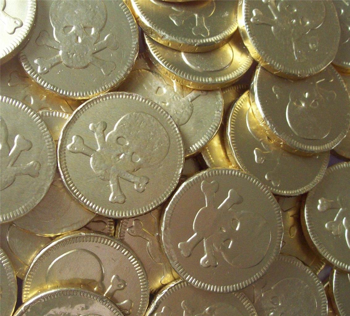 Belgium Milk Gold Chocolate Pirate Coins, Ideal for Party Bag Fillers