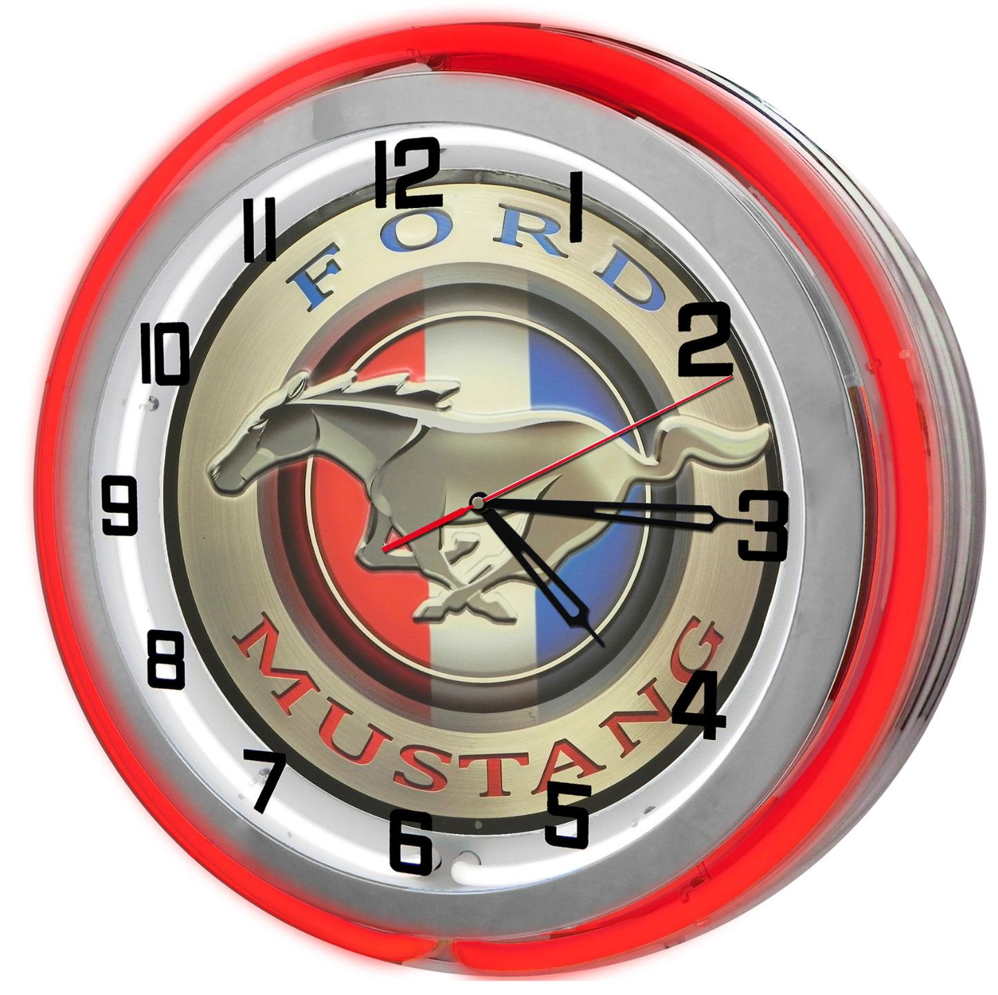 Vintage Ford Mustang 18" Neon Clock from Redeye Laserworks eBay