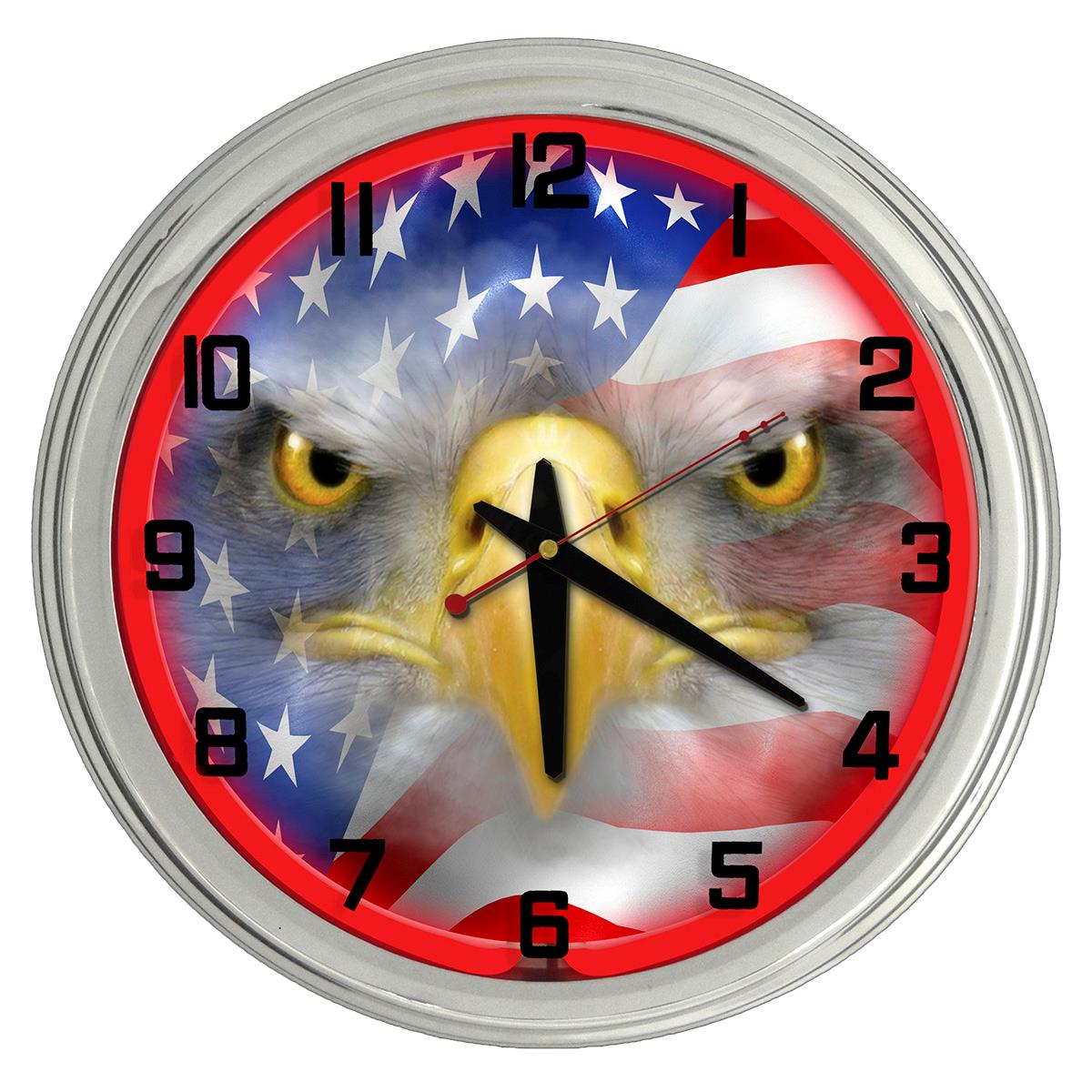 American Patriotic Eagle 17" Neon Clock from Redeye Laserworks eBay