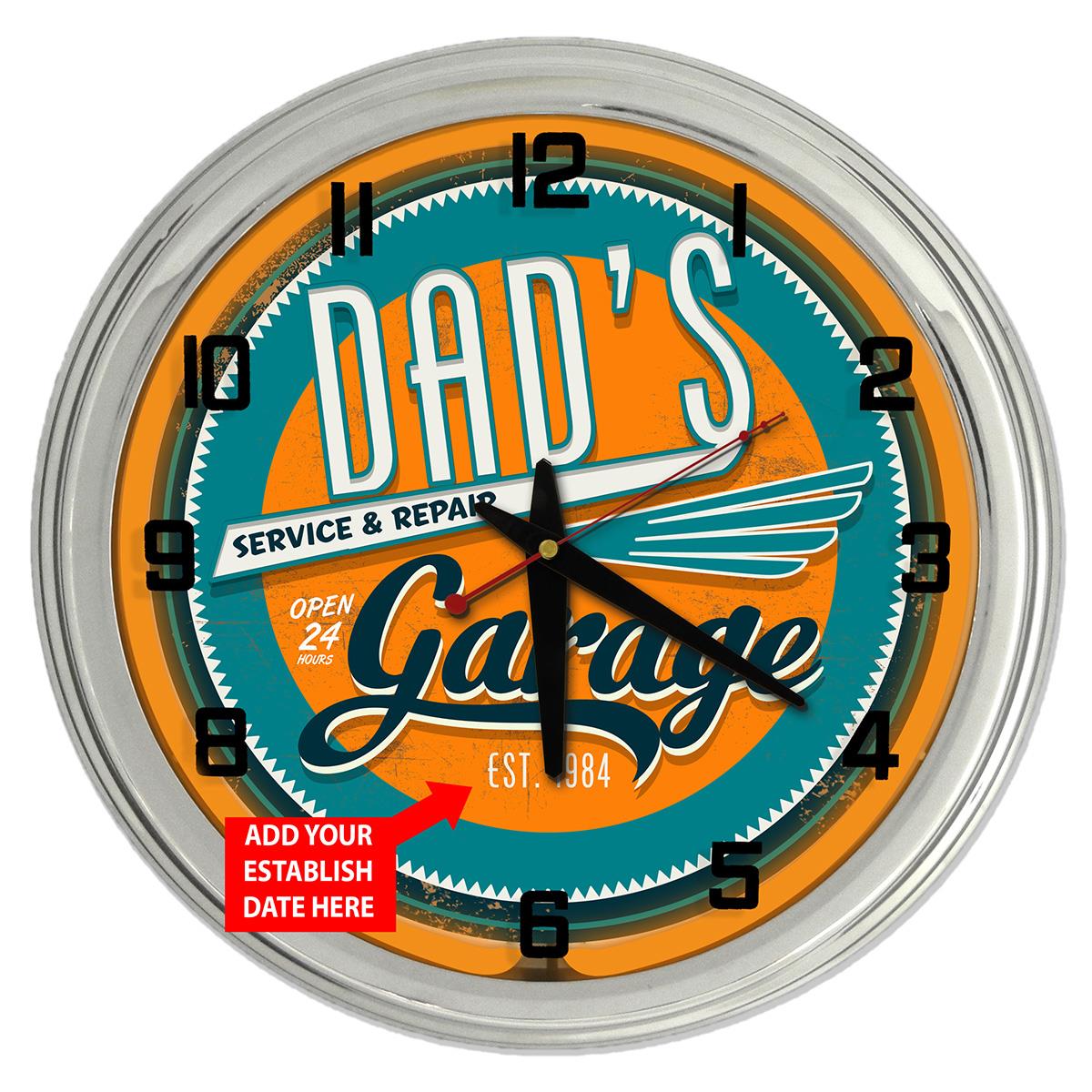 Dad S Garage 17 Personalized Neon Clock From Redeye Laserworks Dad 039 S Garage 17 034 Personalized Neon