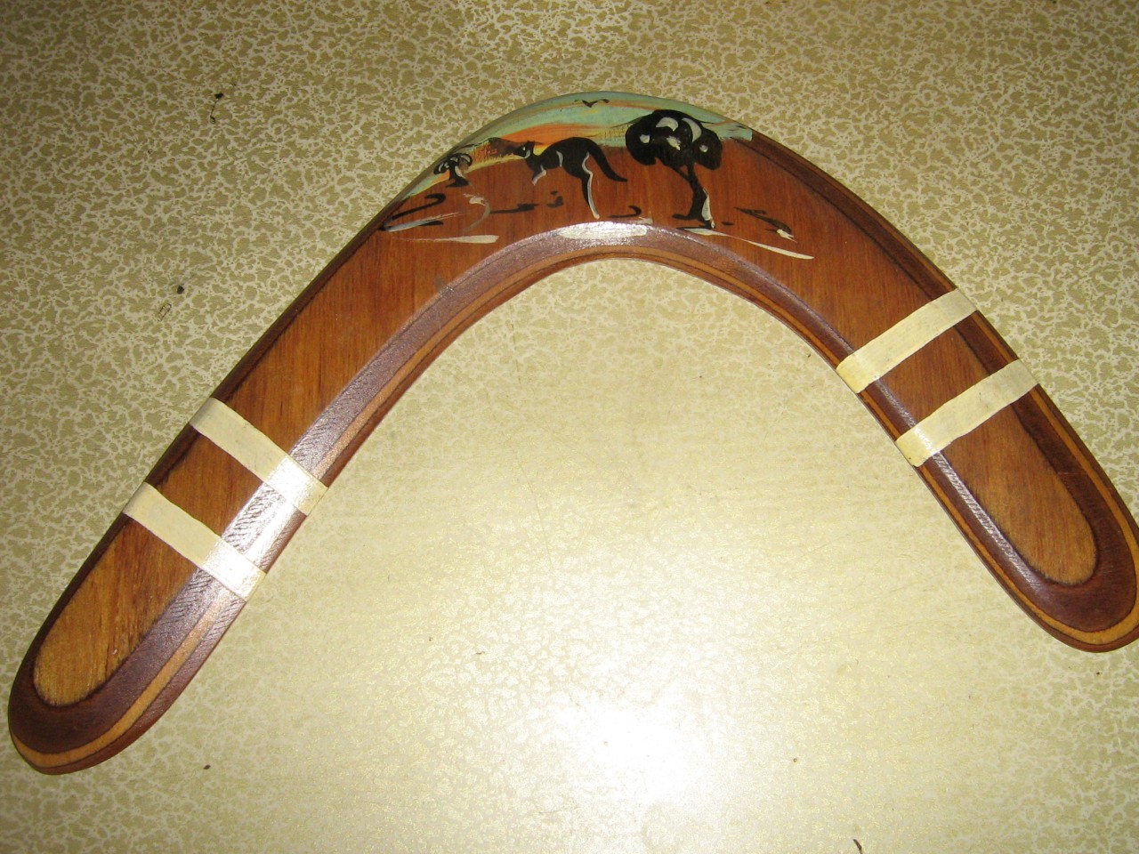 Vintage Aus Hardwood Aboriginal Hand Painted Boomerang