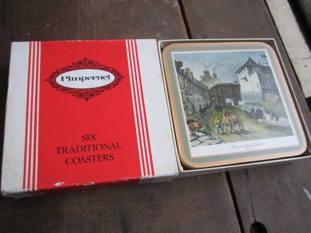 6-Vintage-English-Pimpernel-Cork-Backed-Canadian-Scenes-Coasters-in-Original-Box