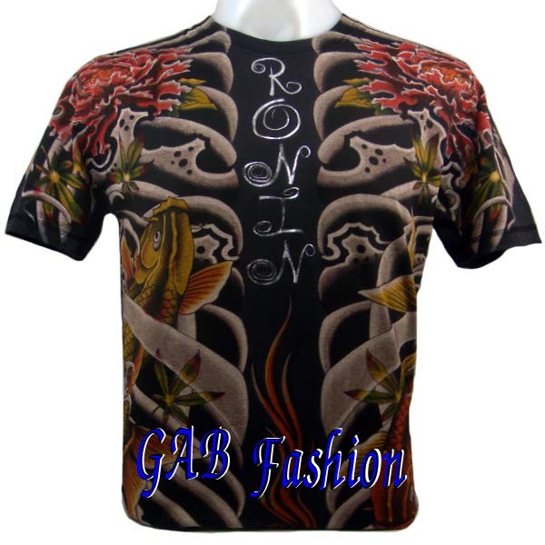 Japanese Koi Carp Tattoo MMA Ganga Leaf Mens T-Shirt M. Please wait