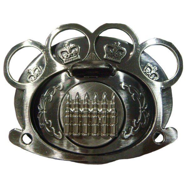 Novelty Pistol Revolver Gun 50 cal Bullet Clip Knuckle Duster Buckle