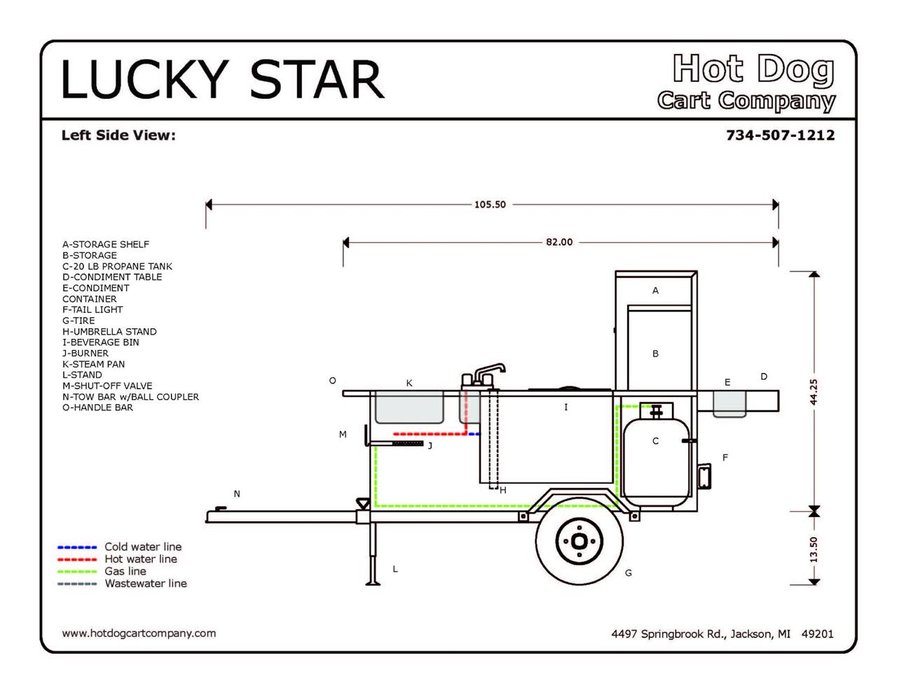 Hot dog cart vending concession stand trailer new Lucky Star model