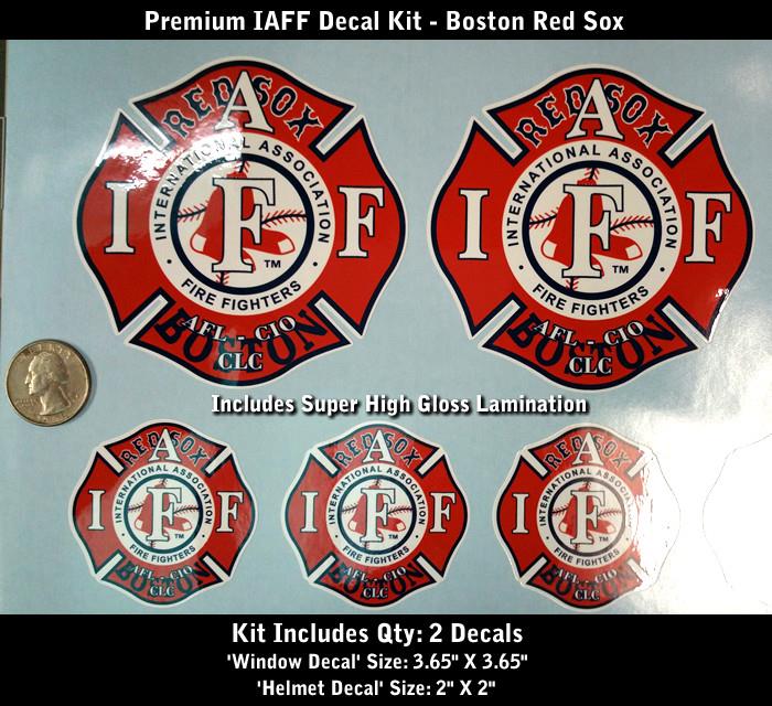 IAFF Firefighter Decals SET Boston Red Sox Premium Quality Lamination 0038