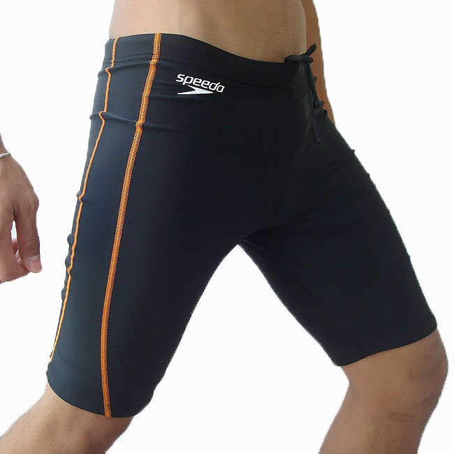 NWT Mens Speedo Jammer Bathing Swimsuit Black/Orange XL 3234