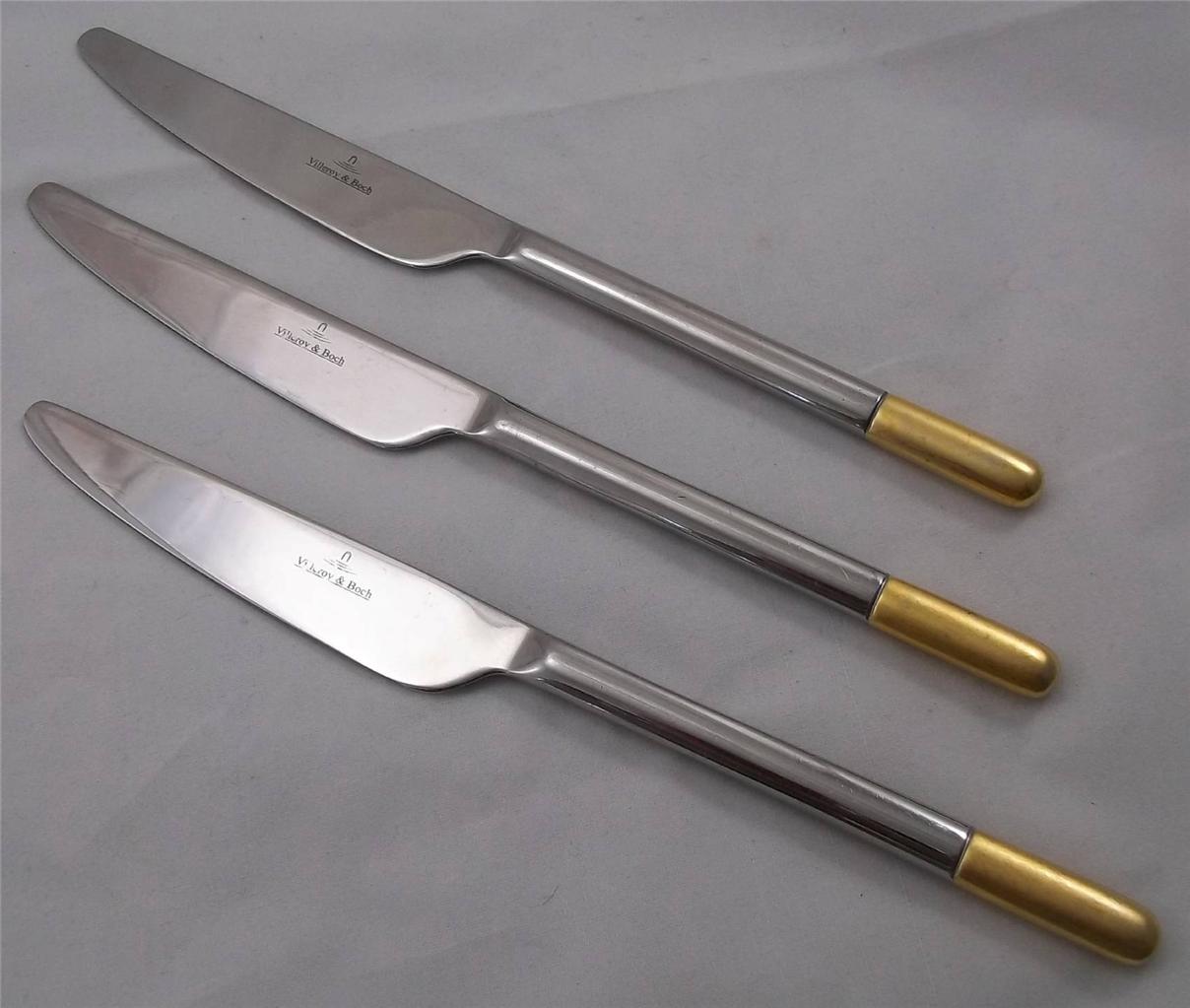 Villeroy & and Boch ELLA partially gold plated 3 x dessert knives