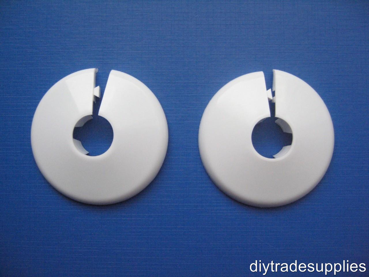 15mm Pipe Rose Collar Hole Cover Available in White Teak Oak or Stone