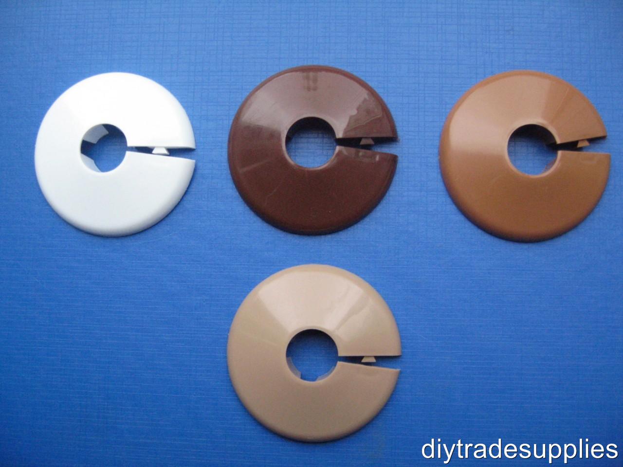 15mm Pipe Rose Collar Hole Cover Available in White Teak Oak or Stone