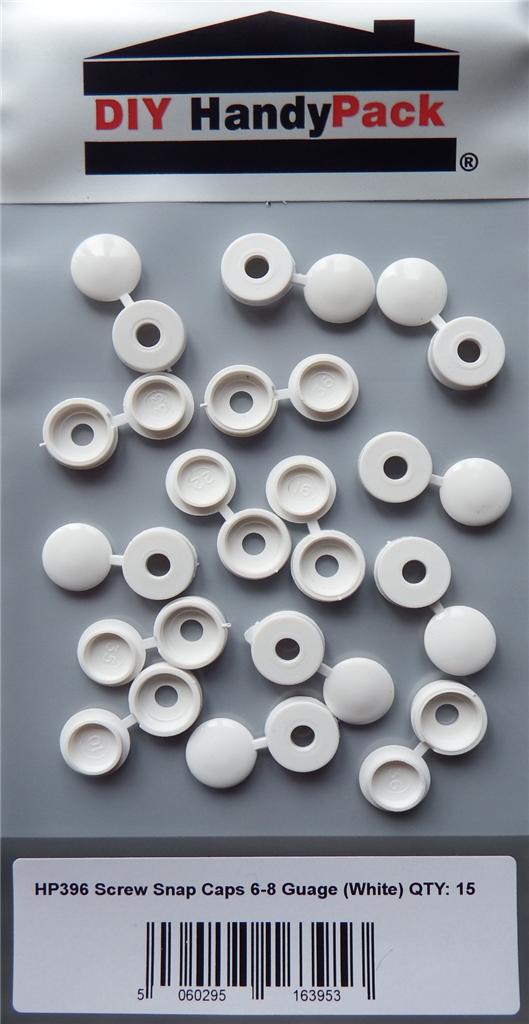 DIY HandyPack White Snap Cap Screw End Covers 6 8 10 12 Gauge Screws