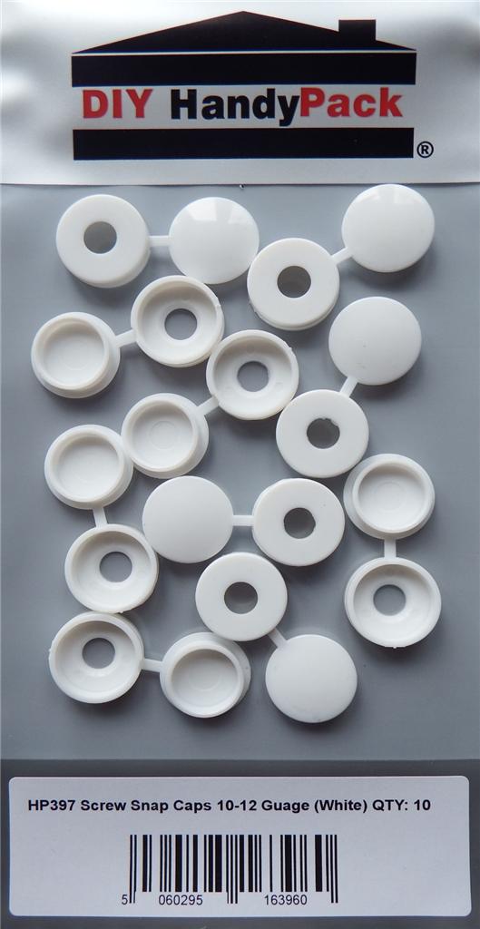 DIY HandyPack White Snap Cap Screw End Covers 6 8 10 12 Gauge Screws