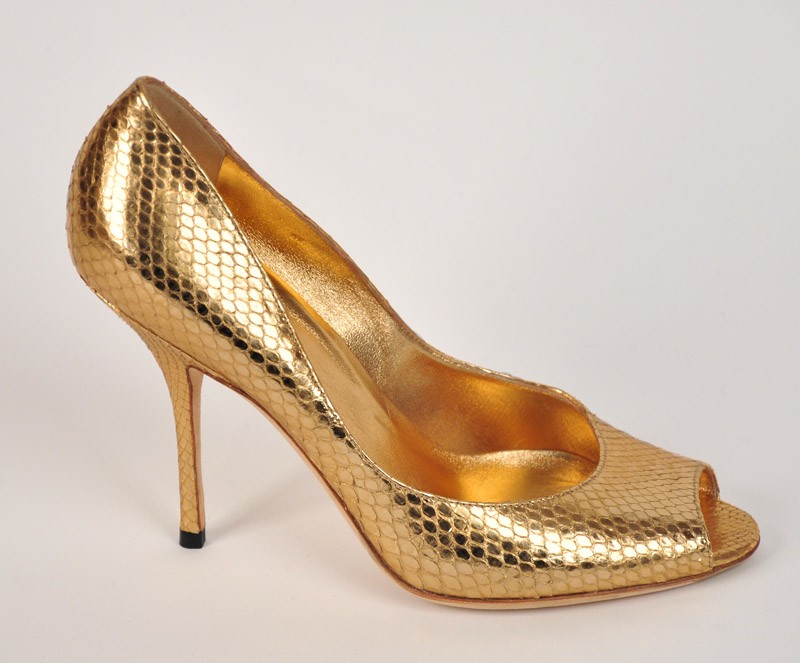 NEW GUCCI PYTHON GOLD SHOES OPEN TOE PUMPS 9.5 B39.5 B eBay