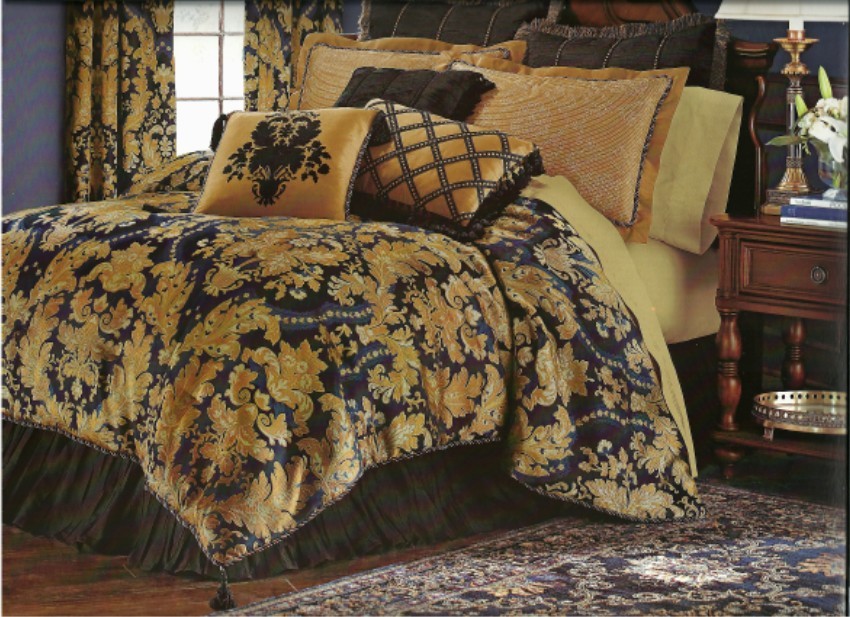 NEW CLASSIC ROYAL BLACK*GOLD LUXURIOUS COMFORTER SET KING | eBay