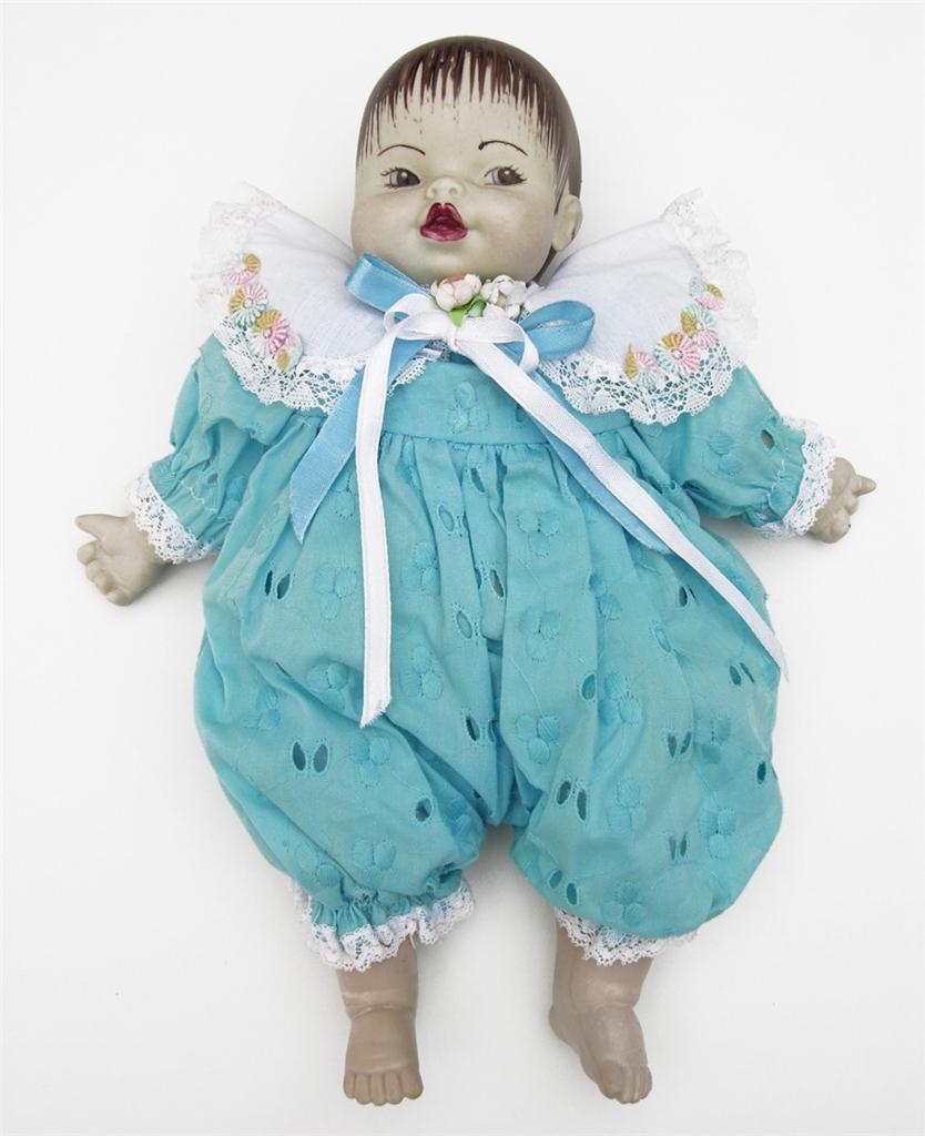 RARE BABY DOLL 1930's ALL ORIGINAL CERAMIC* CLOTH BODY HAND PAINTED