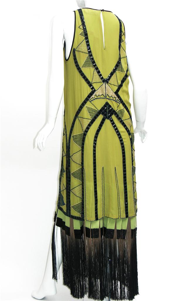 NEW 5,560 ETRO RUNWAY DECOINSPIRED FRINGE FULLY BEADED SILK DRESS 46