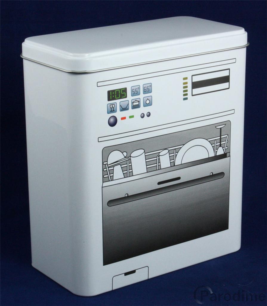 Dishwasher Tablets Novelty Storage Tin Box Container 16cm x 8.5cm x 18