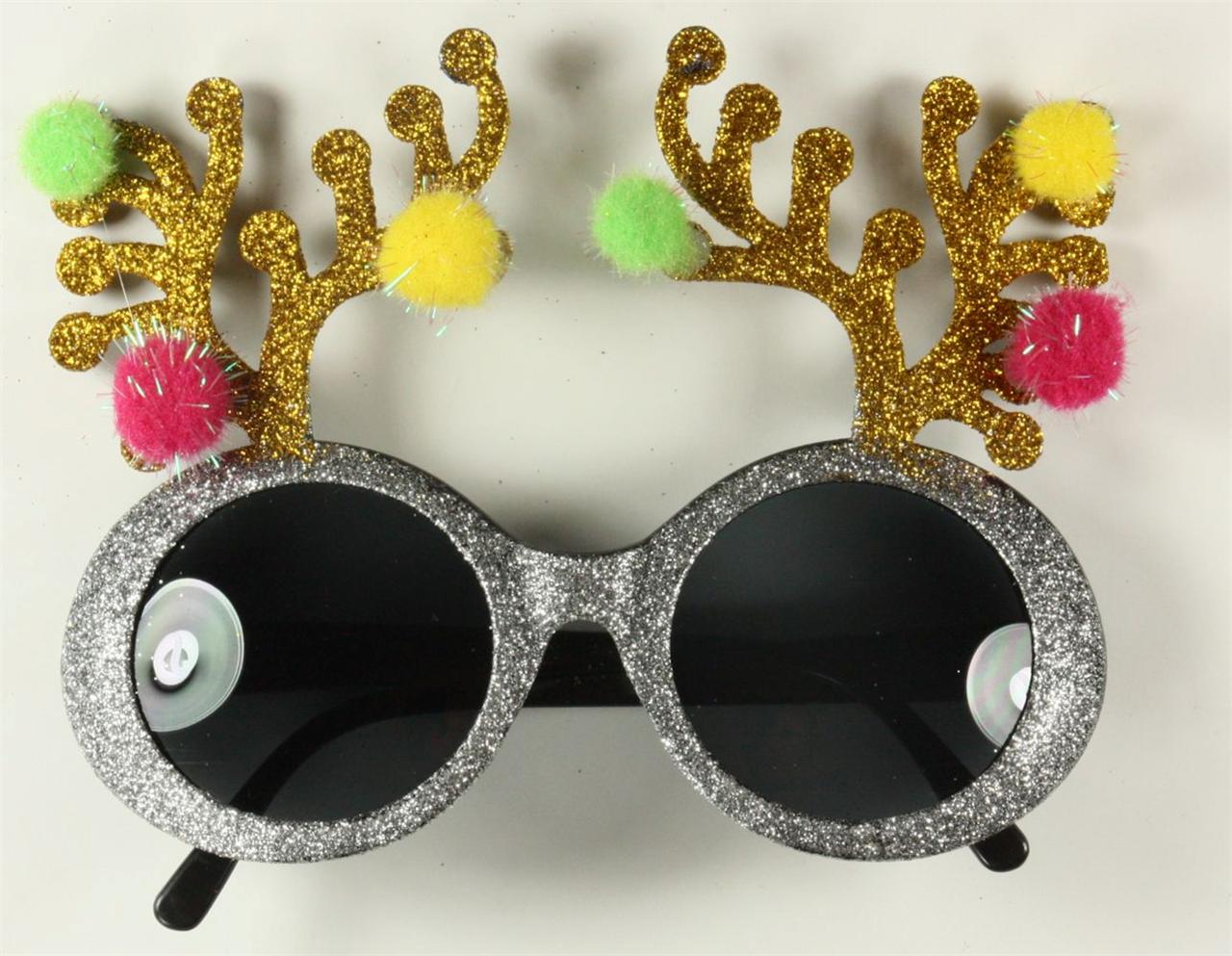 Novelty Christmas Party Glasses Sunglasses Tree Reindeer Glitter Fancy Dress Ebay 