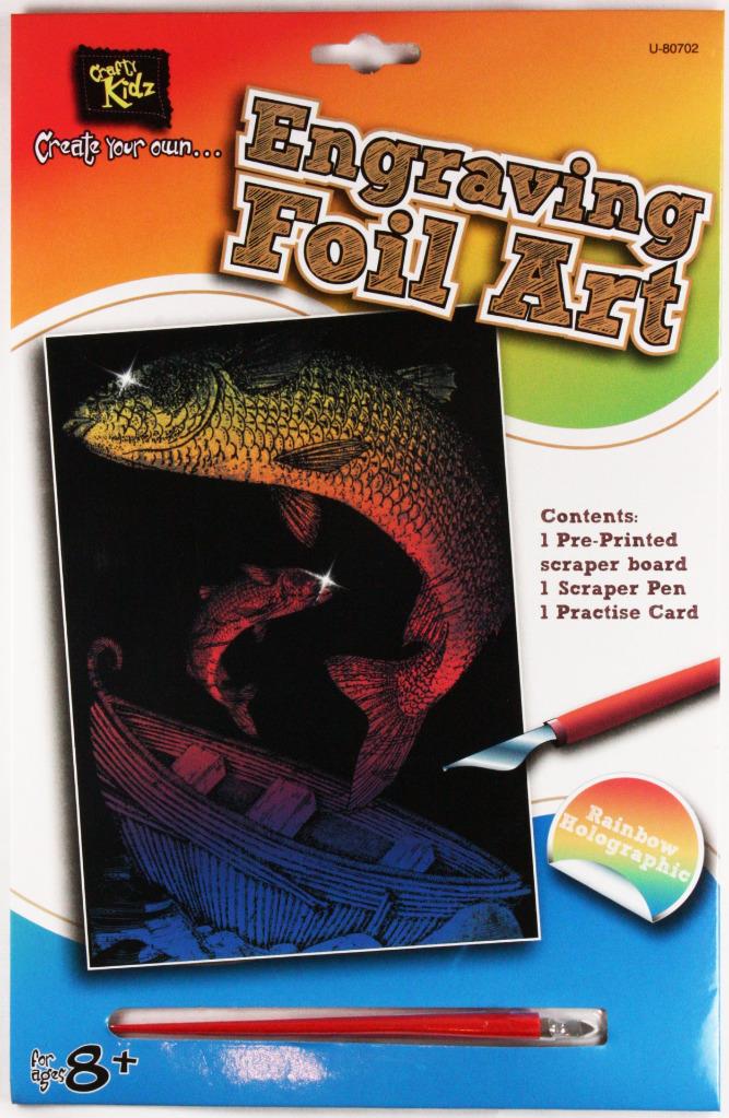 Engraving Foil Art Set Kit 4 Designs Scraper Picture Board Pen Kids