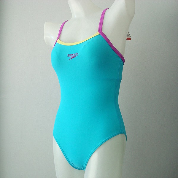 Speedo Powerflash Thin Strap Muscleback Padded Swimsuit Blue/Purple 32