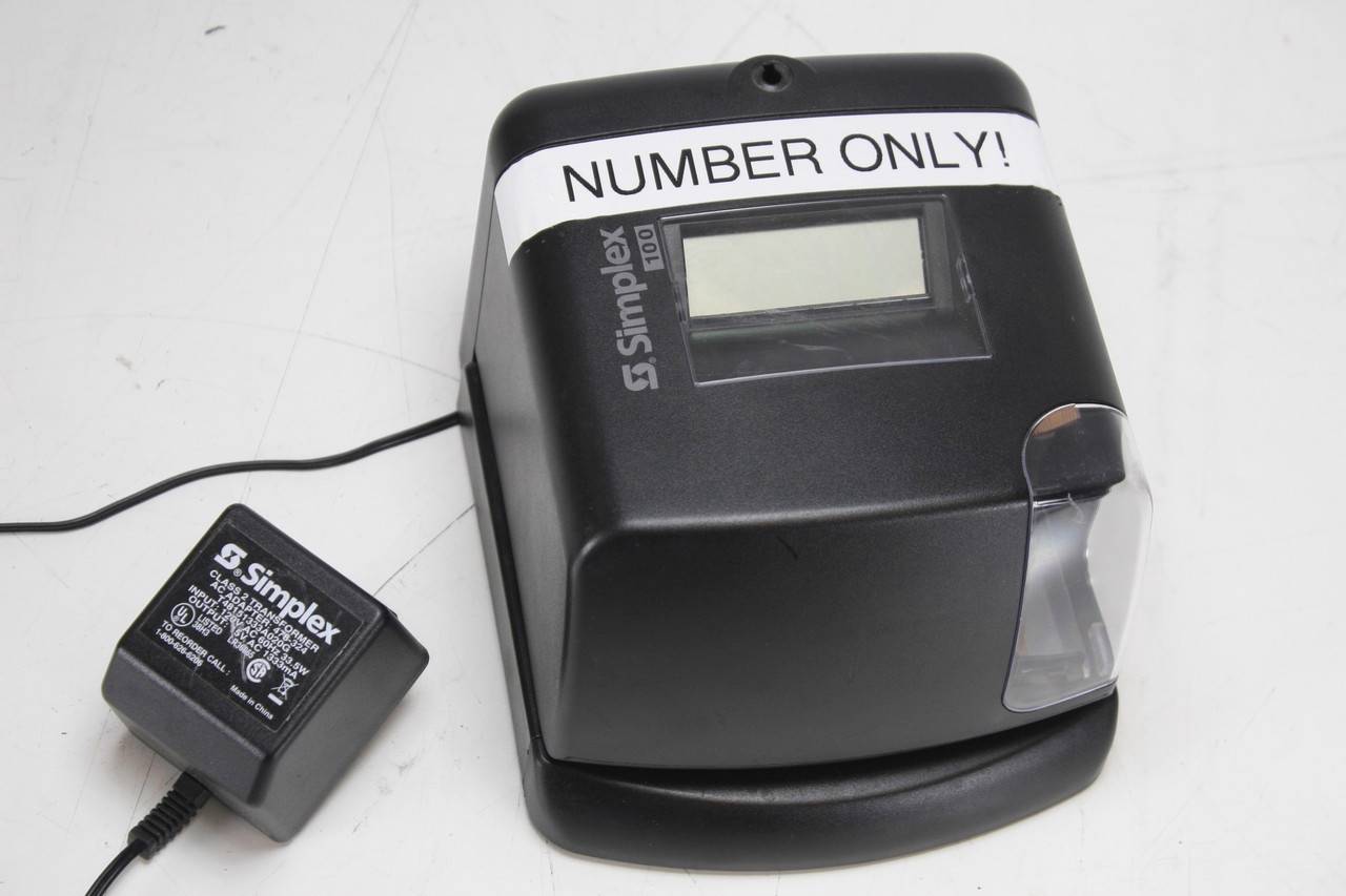Simplex 100 Employee Time Clock Time Stamp. 16039101 Black w/ Power